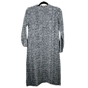 ZARA‎ Knit Sweater Midi Dress Women S Long Sleeve Zip Gray Preppy Quiet Luxury